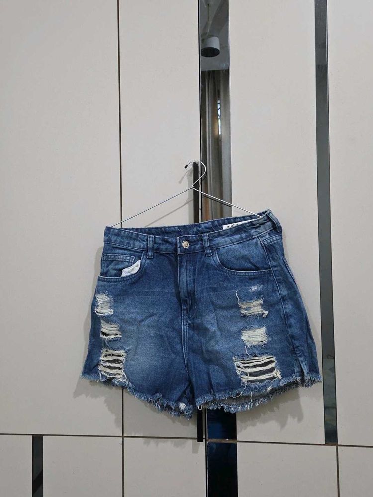 Distressed Denim Shorts