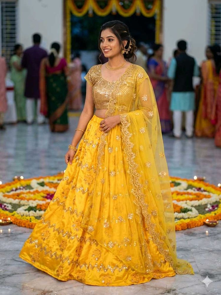 Vibrant Yellow Embroidered Lehenga Set