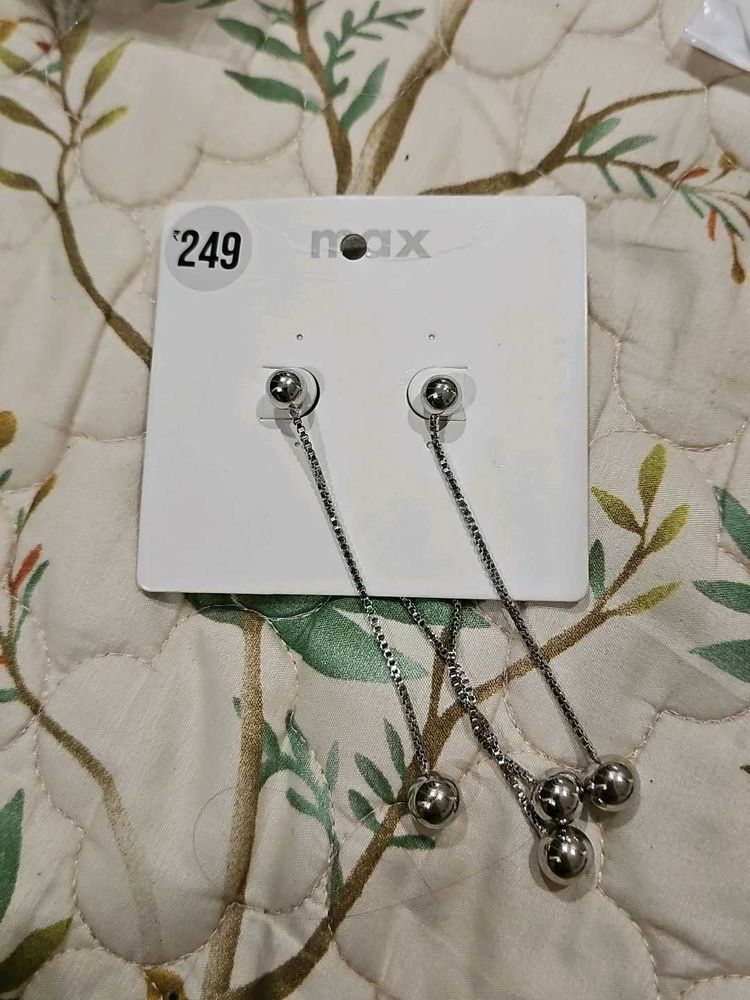 Stylish Drop Earrings with Silver Balls