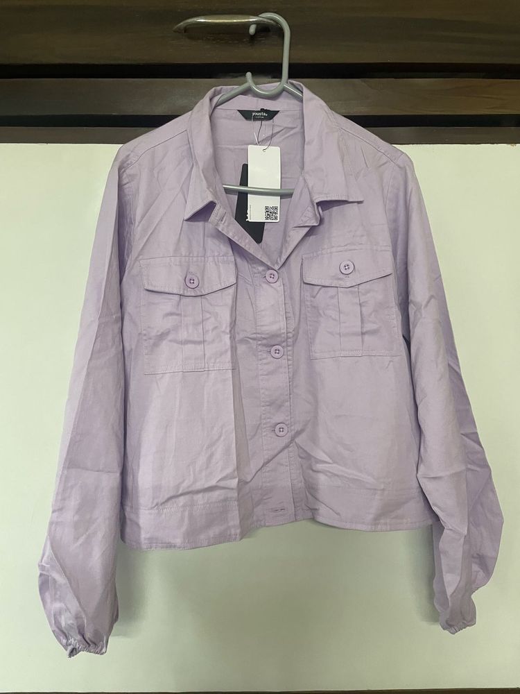 Cropped Lilac Button-Up Shirt