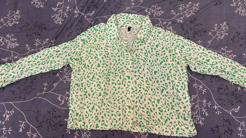 Green Animal Print Blouse