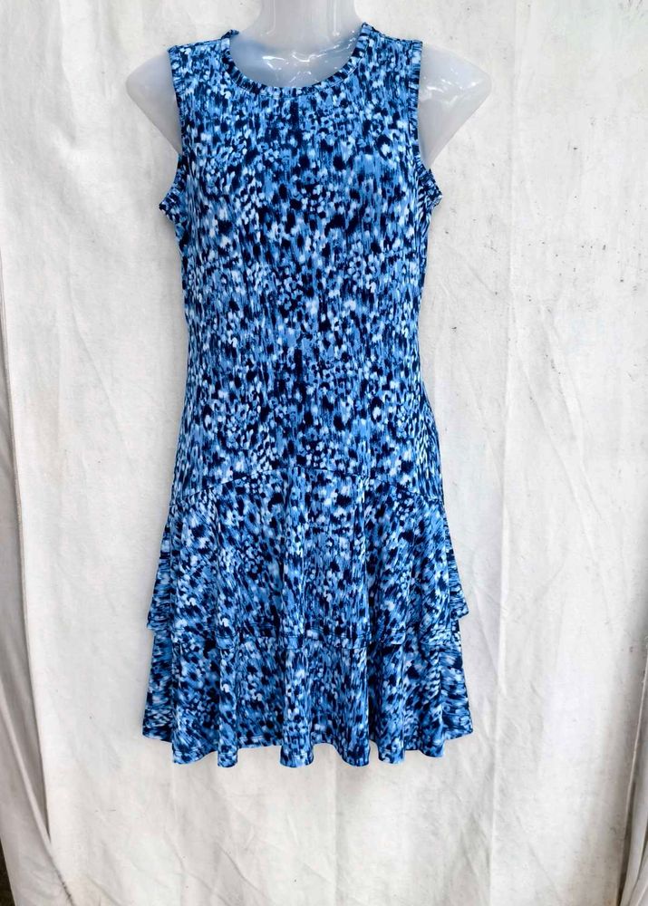 5929. Michael Kors Blue Leopard Print Dress