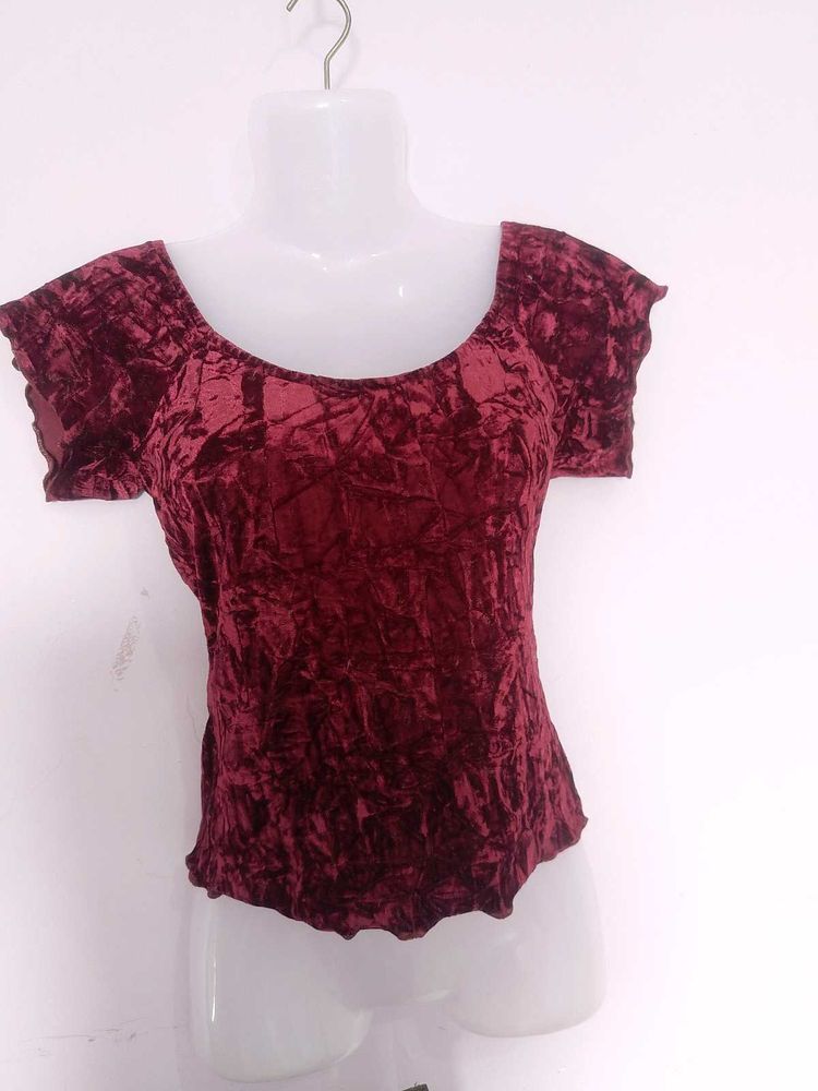 Crushed Velvet Burgundy Top