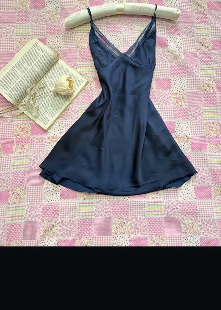 Satin Lace Trim dress