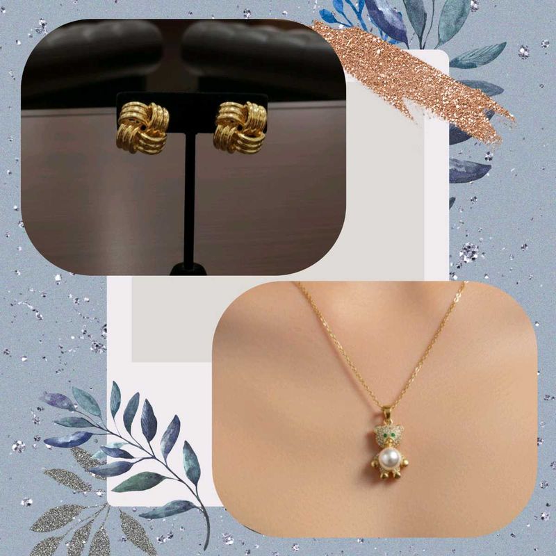 Gold Tone Earring &amp; Necklace Set