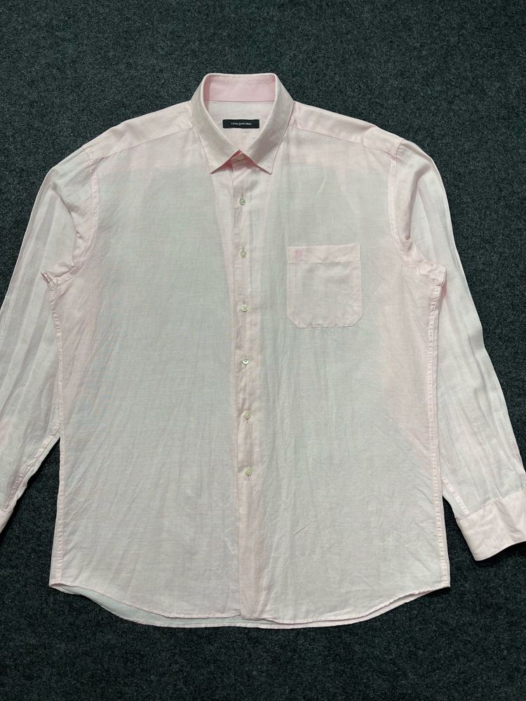 Men's Pink Linen Blend Shirt