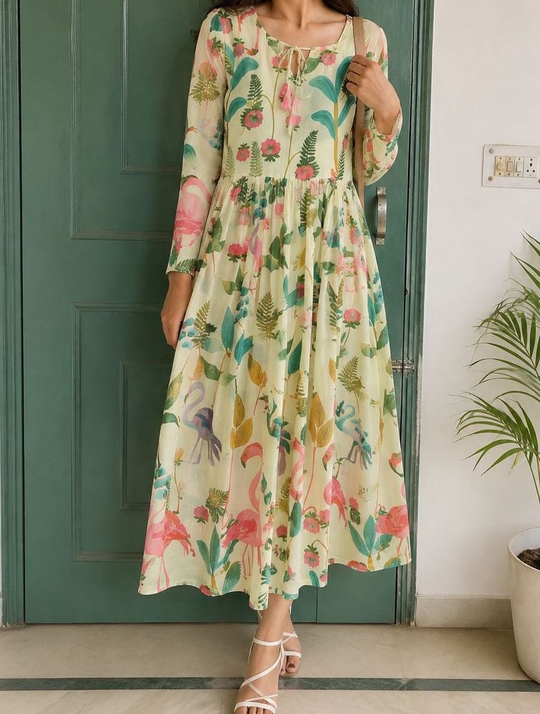 sale price is ₹250Flamingo Print Maxi Dress