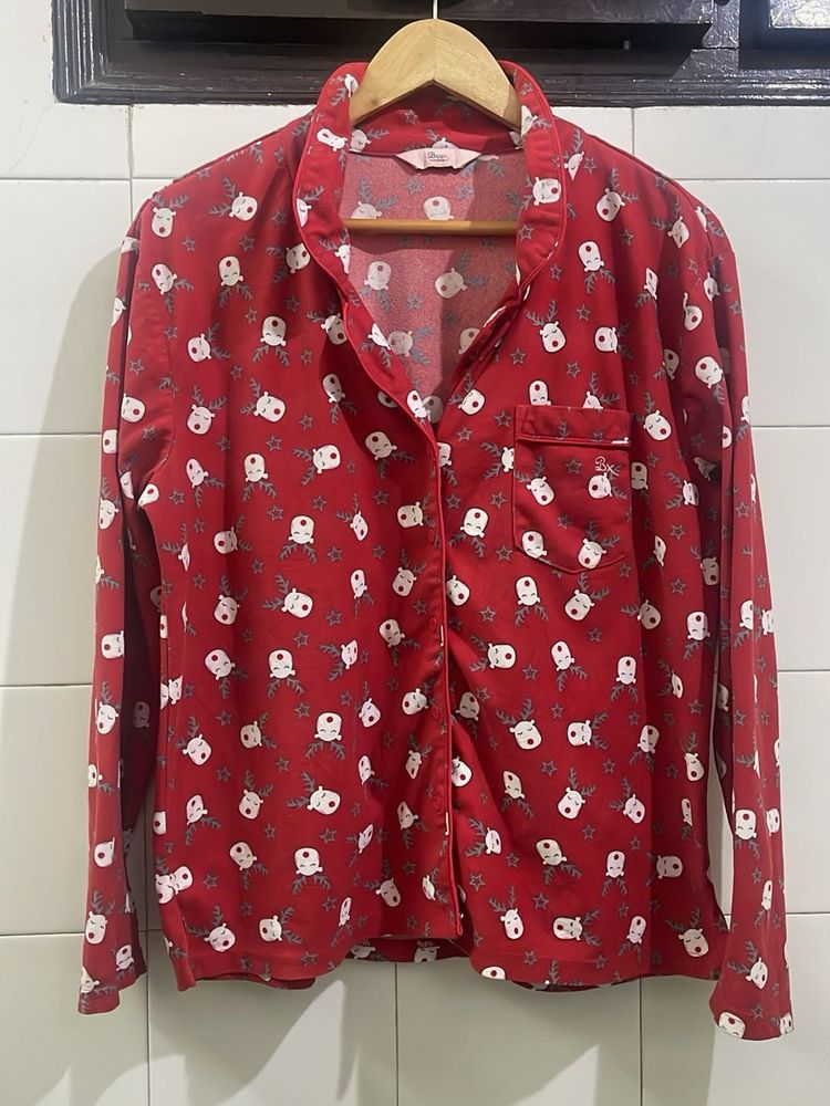 Cozy Christmas Reindeer Pajama Top