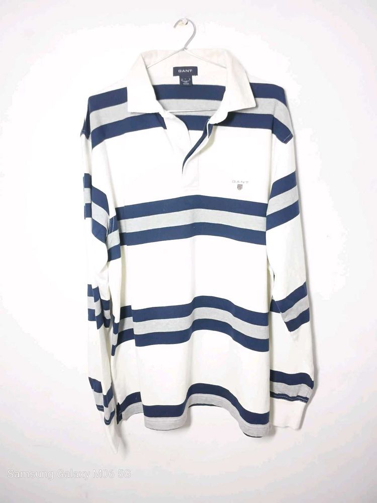GANT Striped Long Sleeve Polo Shirt