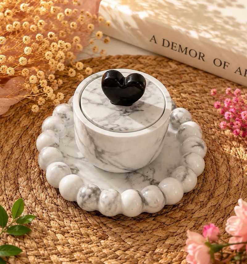 Heart Decor Jar with bubble tray