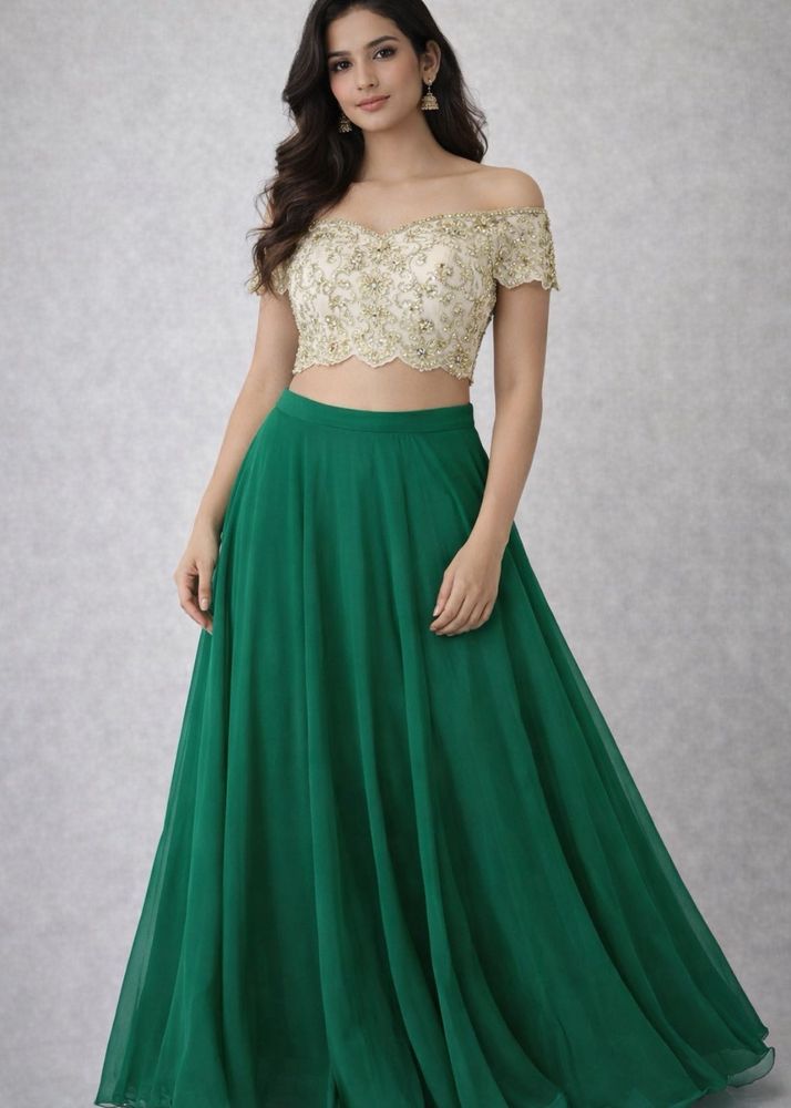 green skirt or lehenga