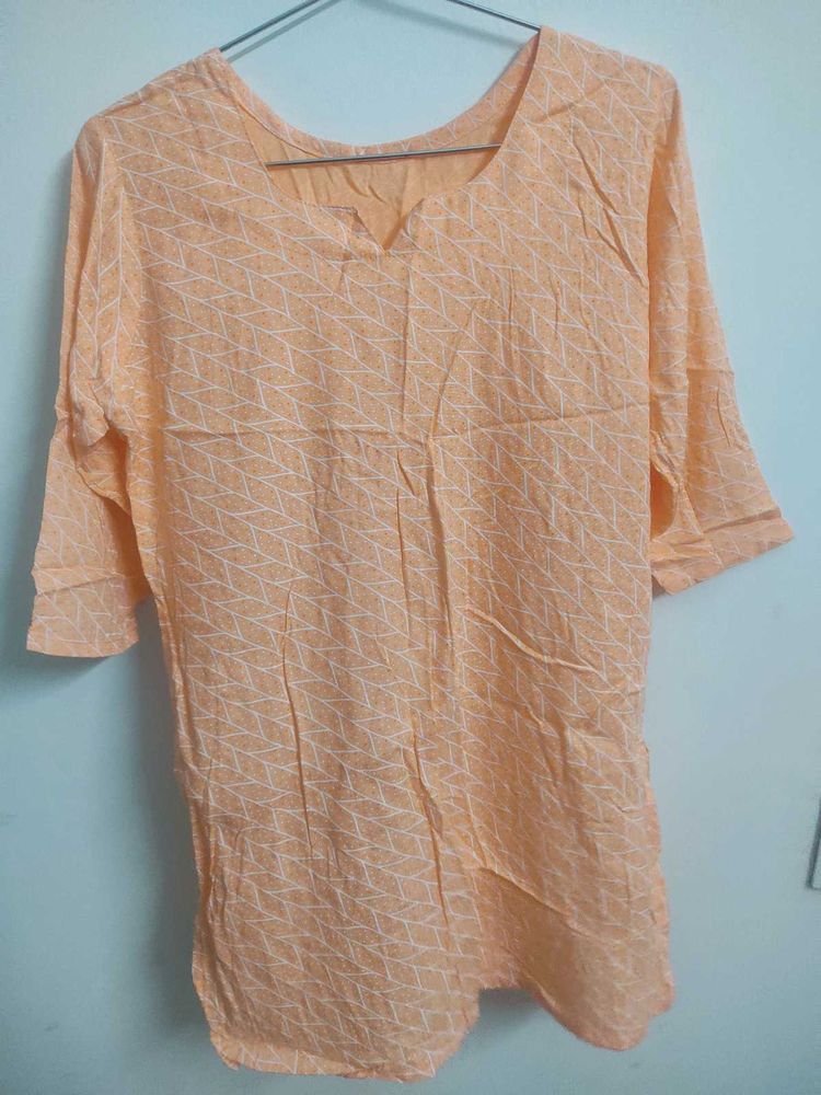 Orange Printed Kurta