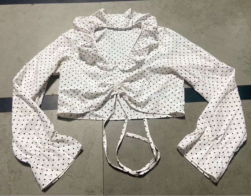 Chic Polka Dot Ruched Crop Top
