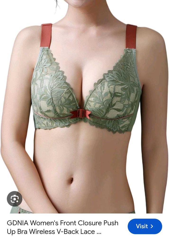 Green Lace Push Up Bra