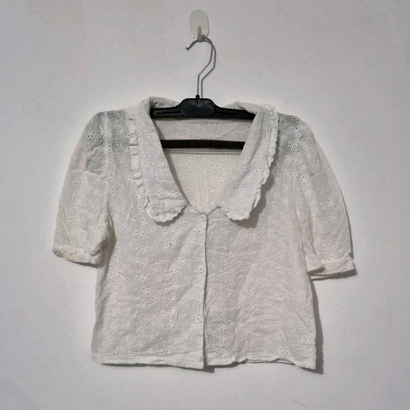 Chic White Broderie Anglaise Top