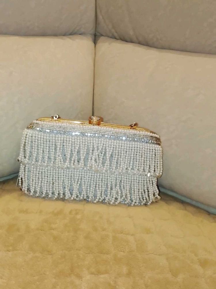 Beaded Fringe Clutch Bag