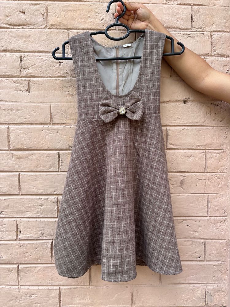 Plaid Dress with Bow