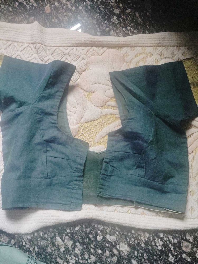 Elegant Teal Blouse with Gold Trim