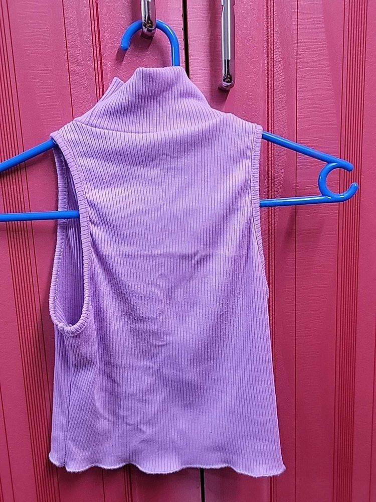 Lilac Mock Neck Sleeveless Top