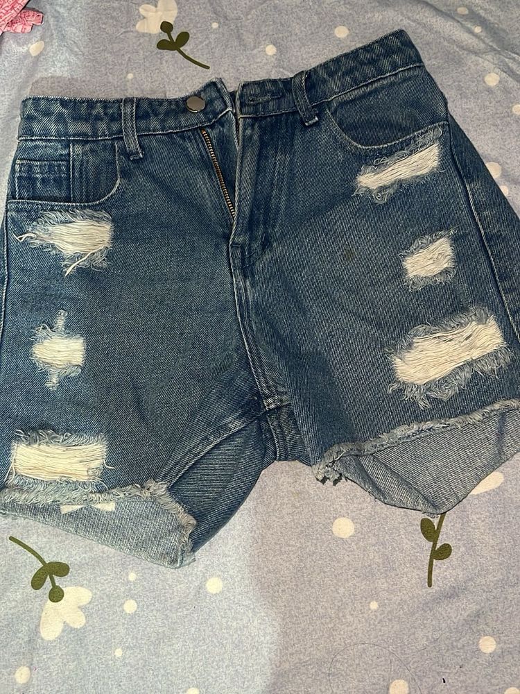 Distressed Denim Shorts