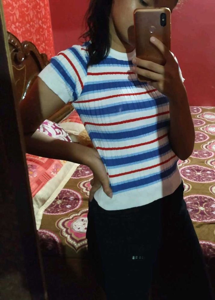 Striped Knit T-Shirt