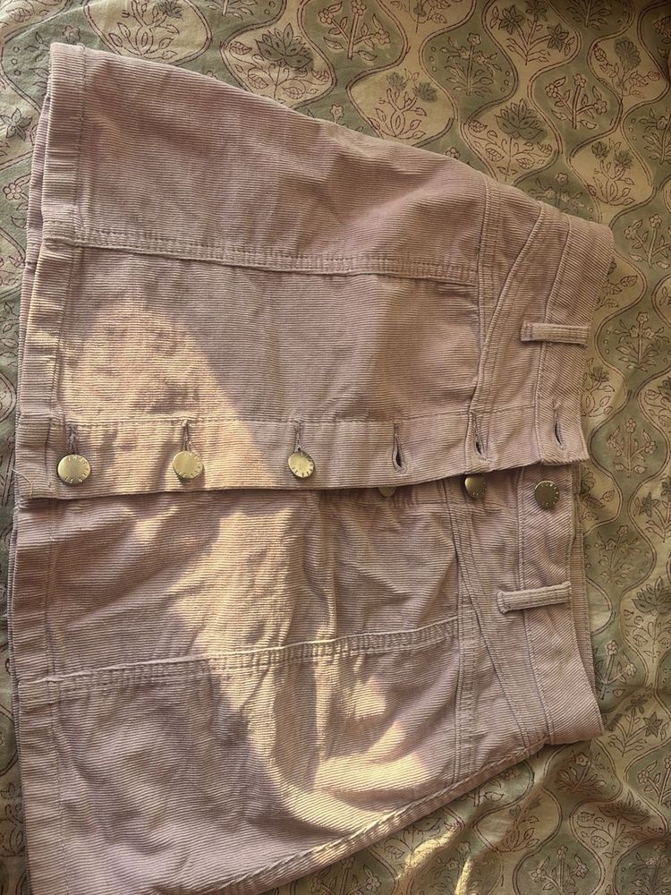 Lilac Corduroy Button-Up Mini Skirt