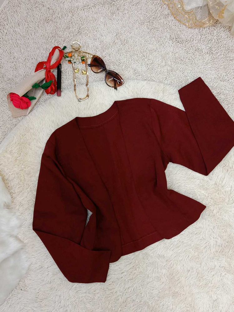 Maroon Long Sleeve Short Coat