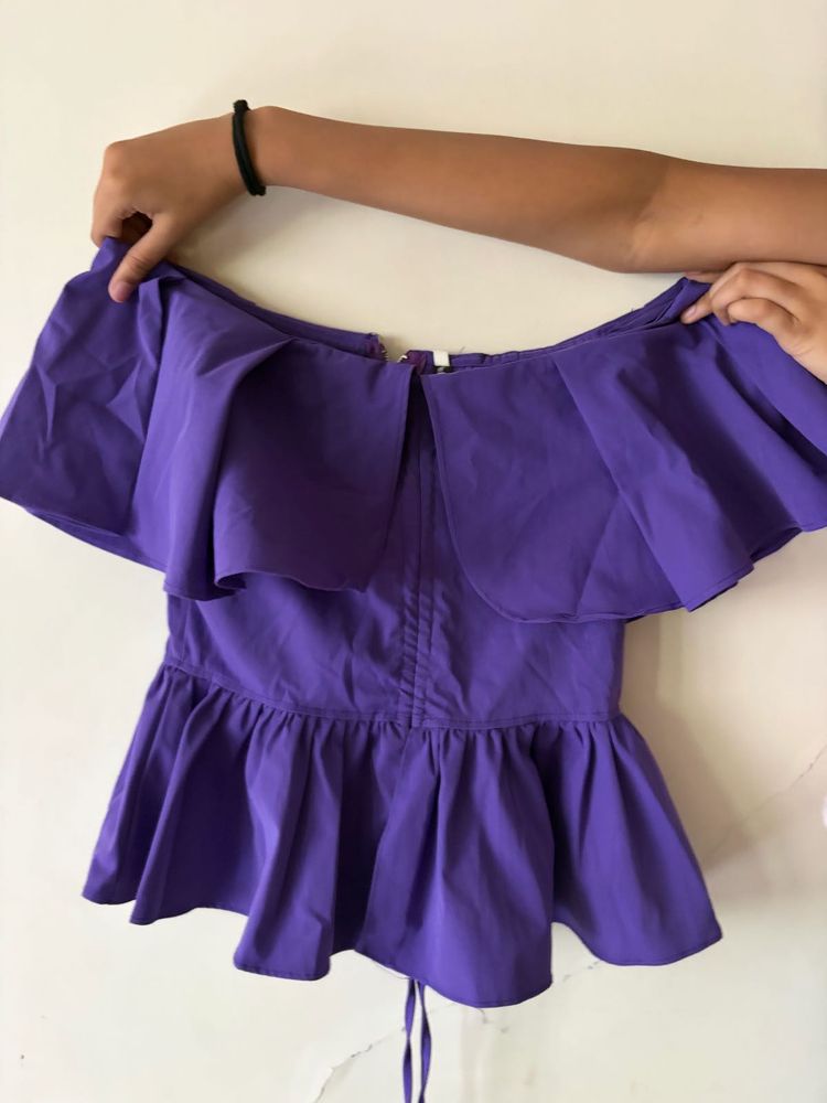Purple Ruffle Off-Shoulder Top