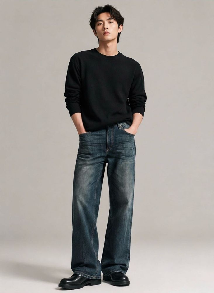 Signature Men's Blue Wash Loose Fit Jeans