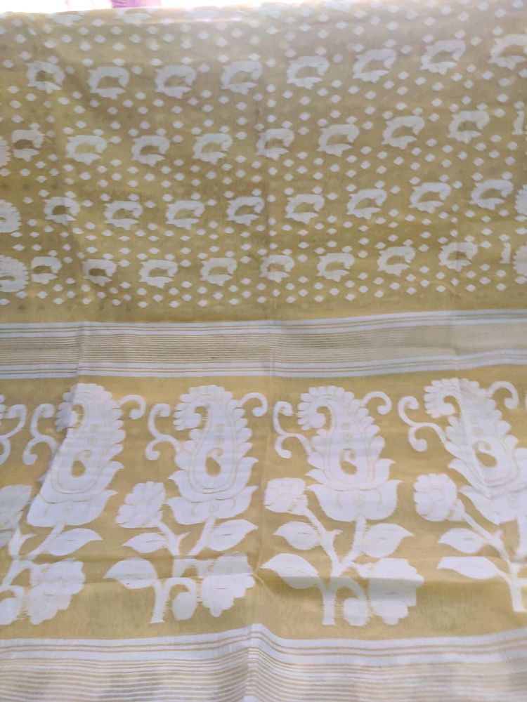 Light Yellow Kolka Design Jamdani Saree