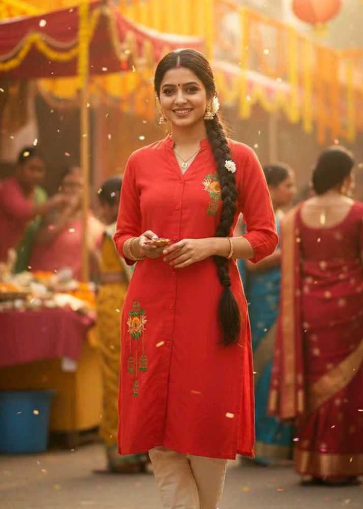 Red Embroidered Top