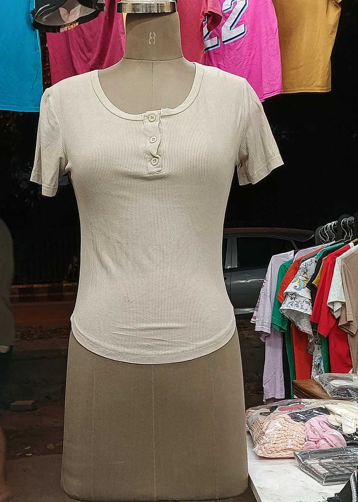 Ribbed Henley Top