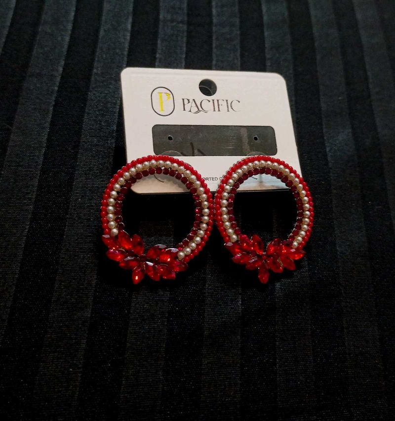 Sparkling Red Hoop Earrings