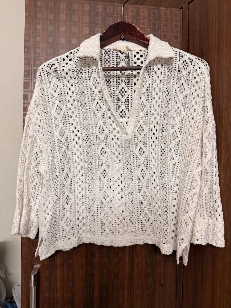 White Crochet Top