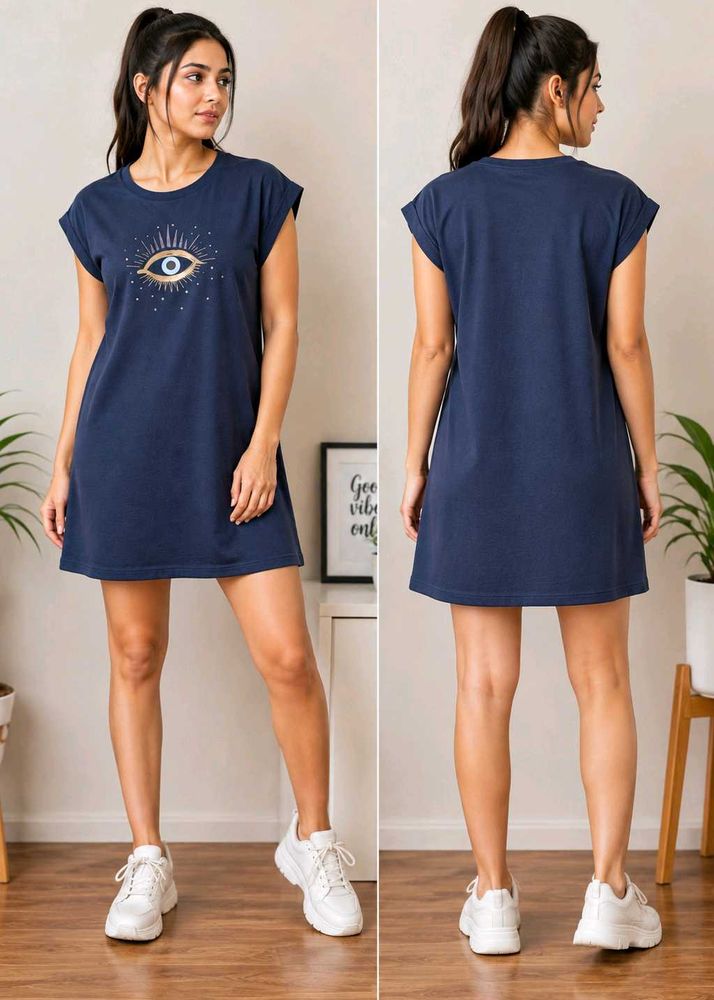 XS size Navy Evil Eye T-Shirt Dress long tshirt