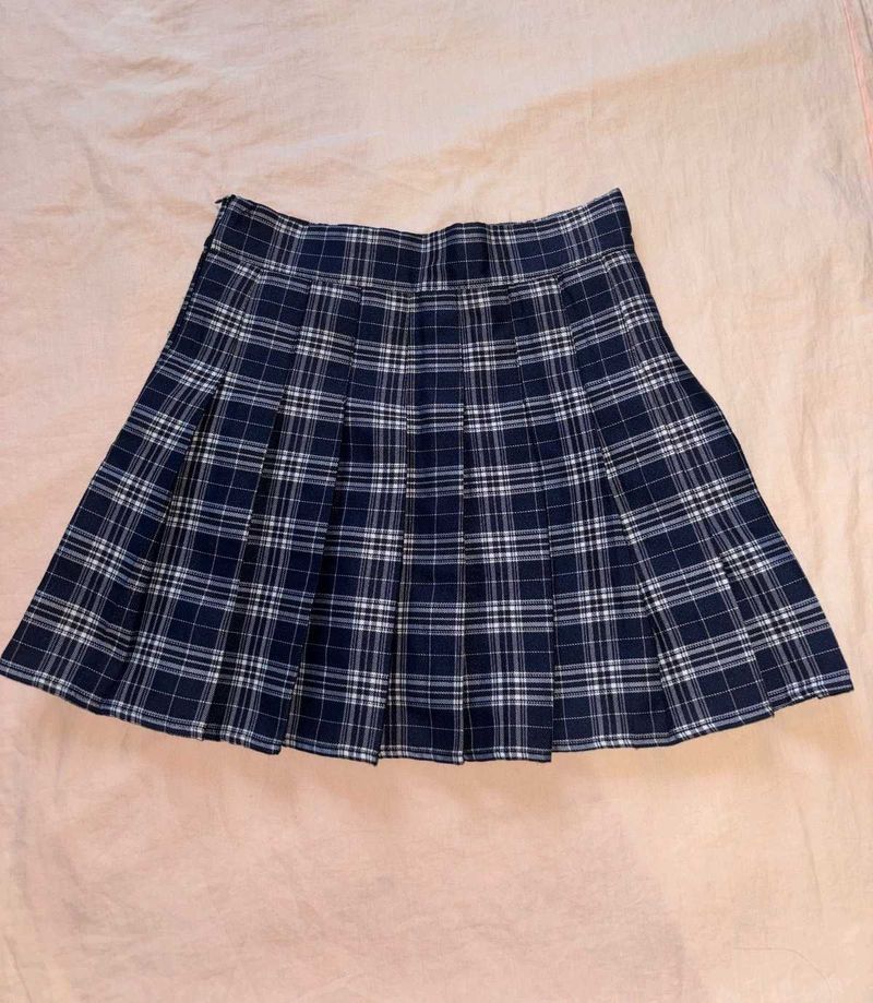Korean Plaid Pleated Mini Skirt