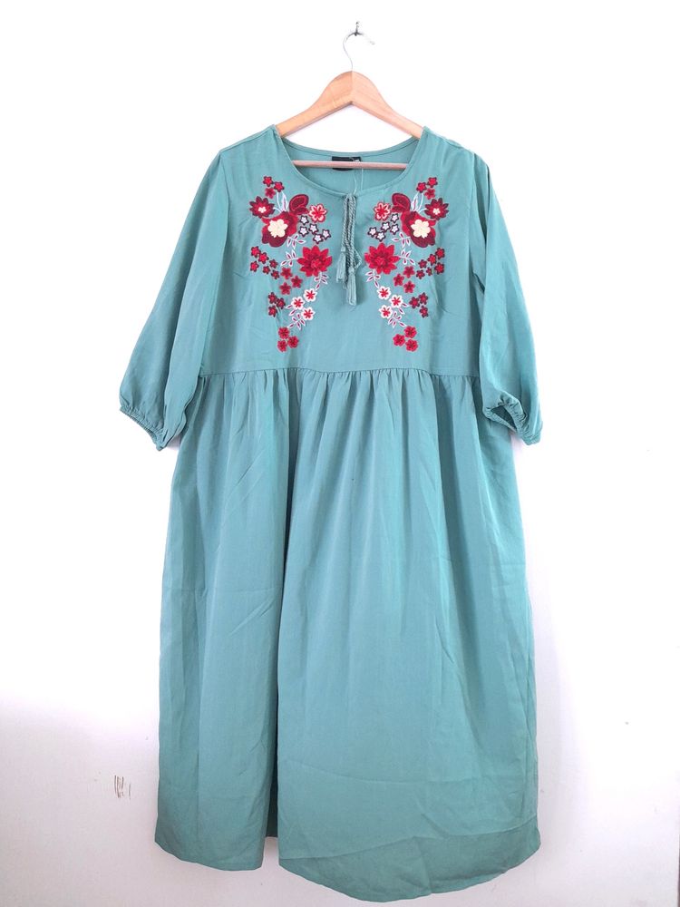 Sea Green Printed Dress (Women's)