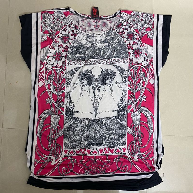 Unique Graphic Print Tunic Top
