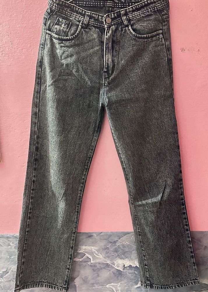 Washed Black Denim Jeans