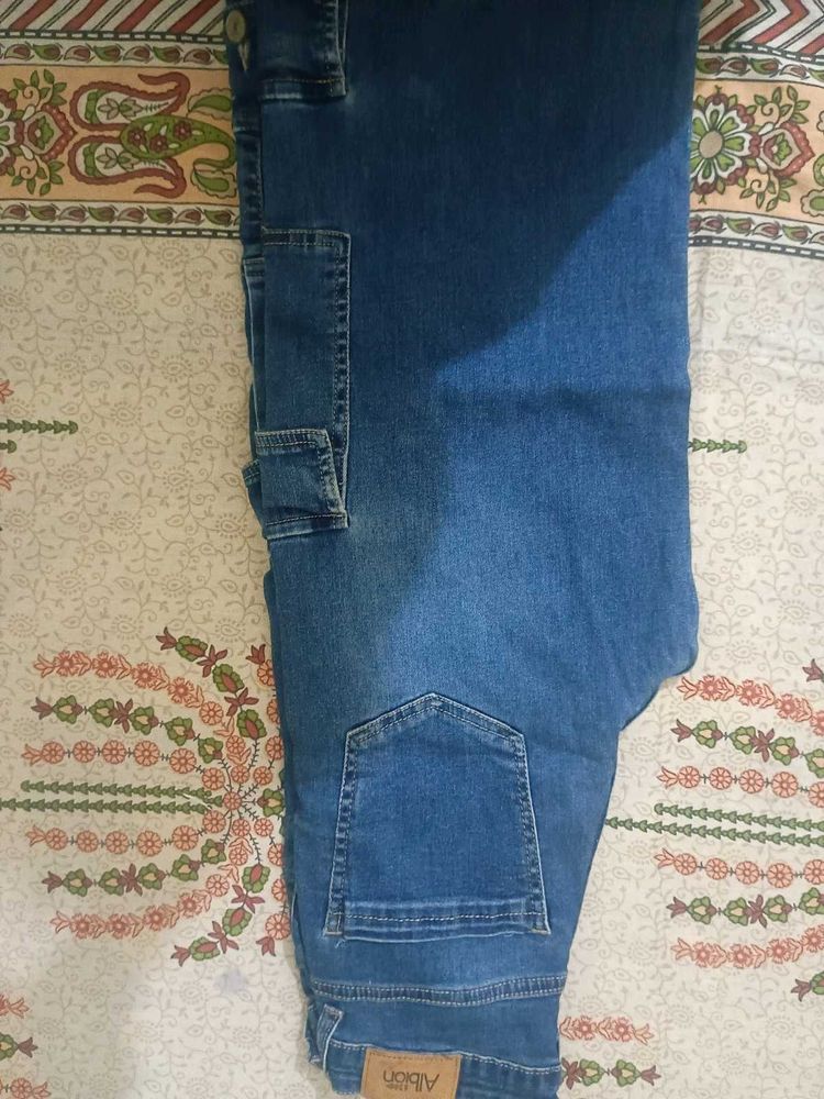 Blue Denim Cargo Jeans