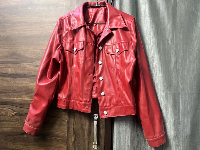 Red Faux Leather Jacket