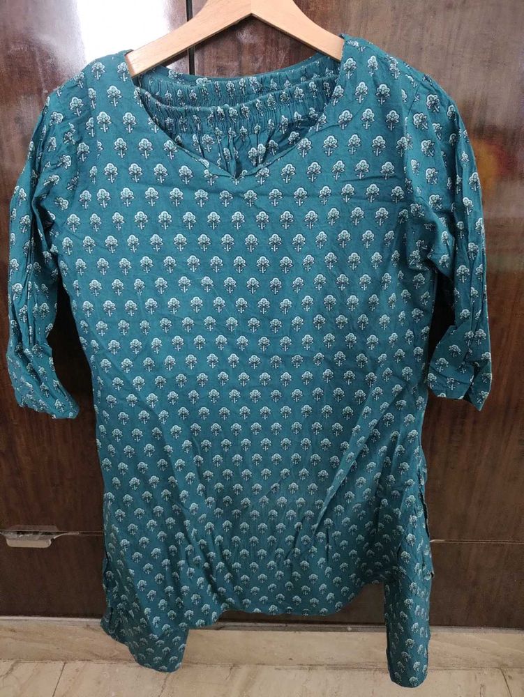 Elegant Teal Printed Kurta pants set