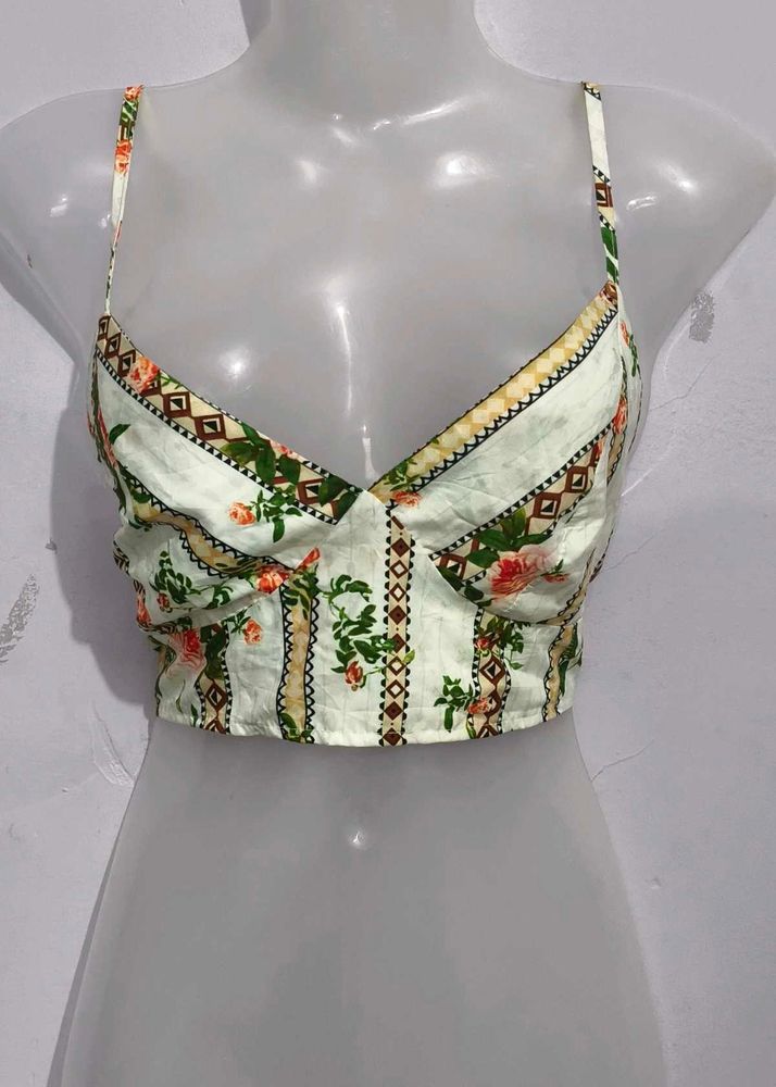 Floral Print Cropped Cami Top