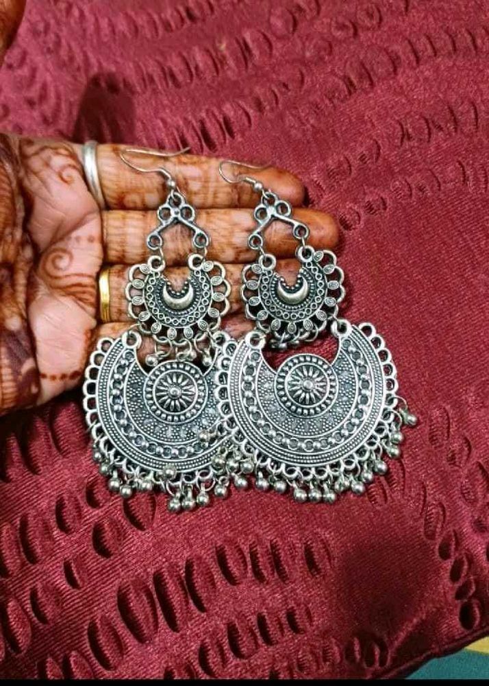 Antique Silver Jhumka Earrings