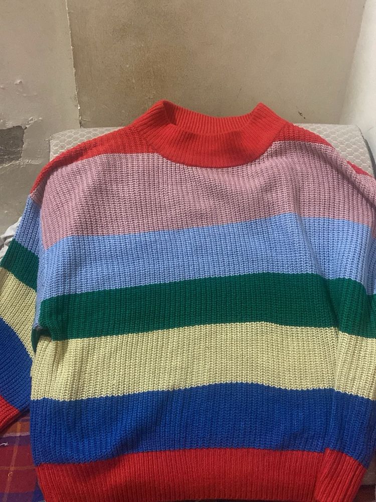 Colorful Striped Knit Sweater