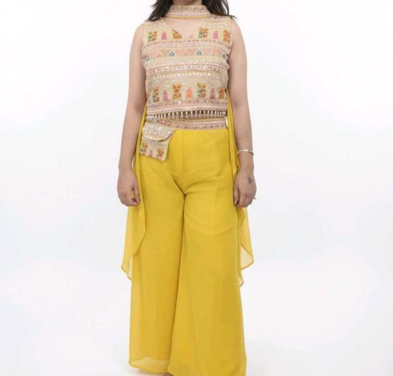 Embellished crop top with Palazzo Pants