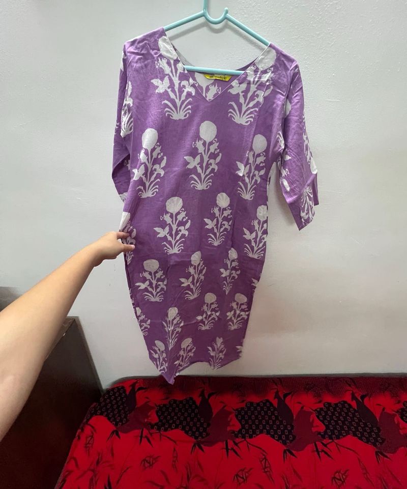 combo for 2 cotton Purple Floral Print Kurta