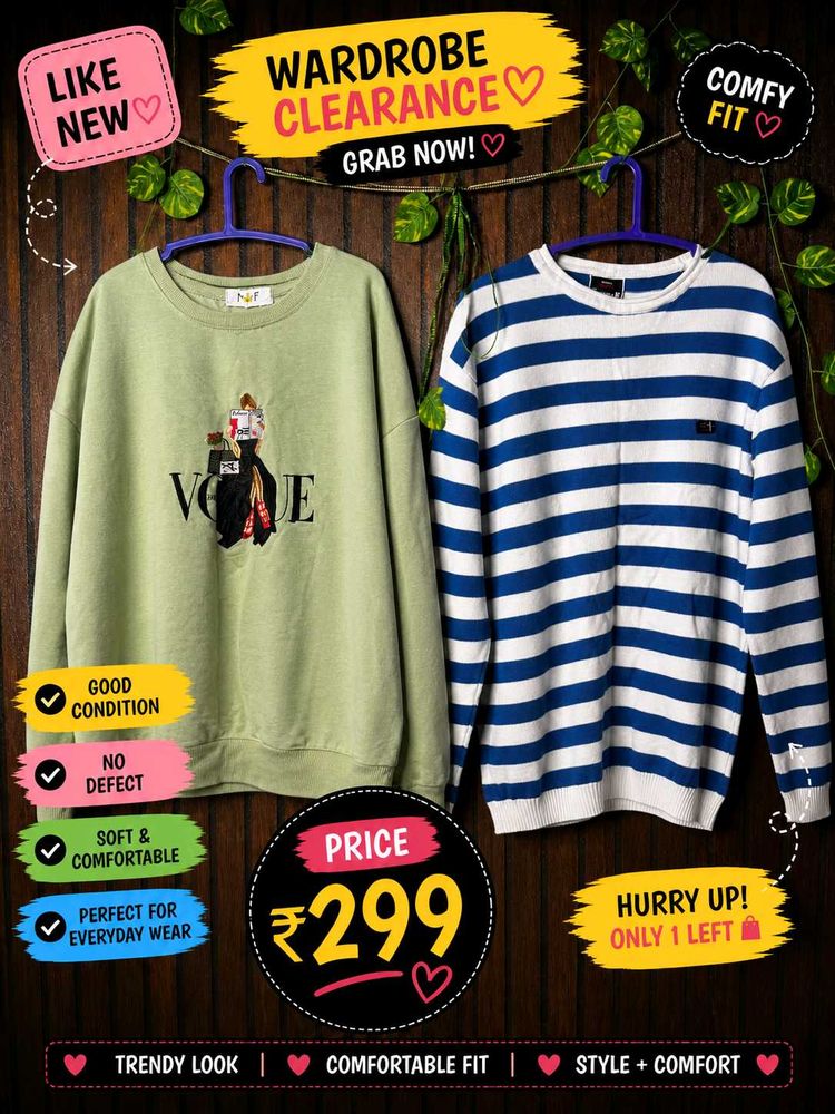 2 Crew Neck Sweatshirts for Women