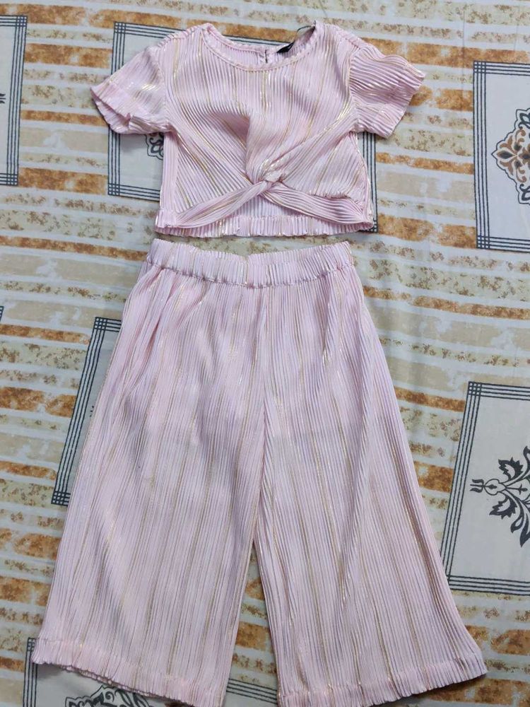 Chic Pink Pleated Co-ord Set