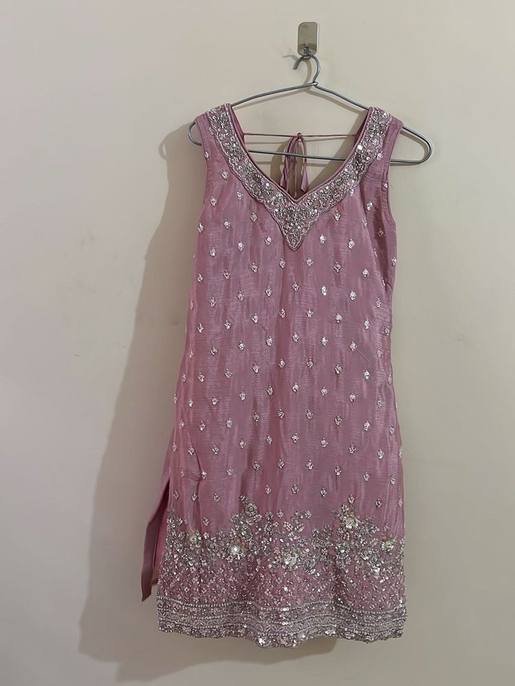 Pink Embellished Kurti Top